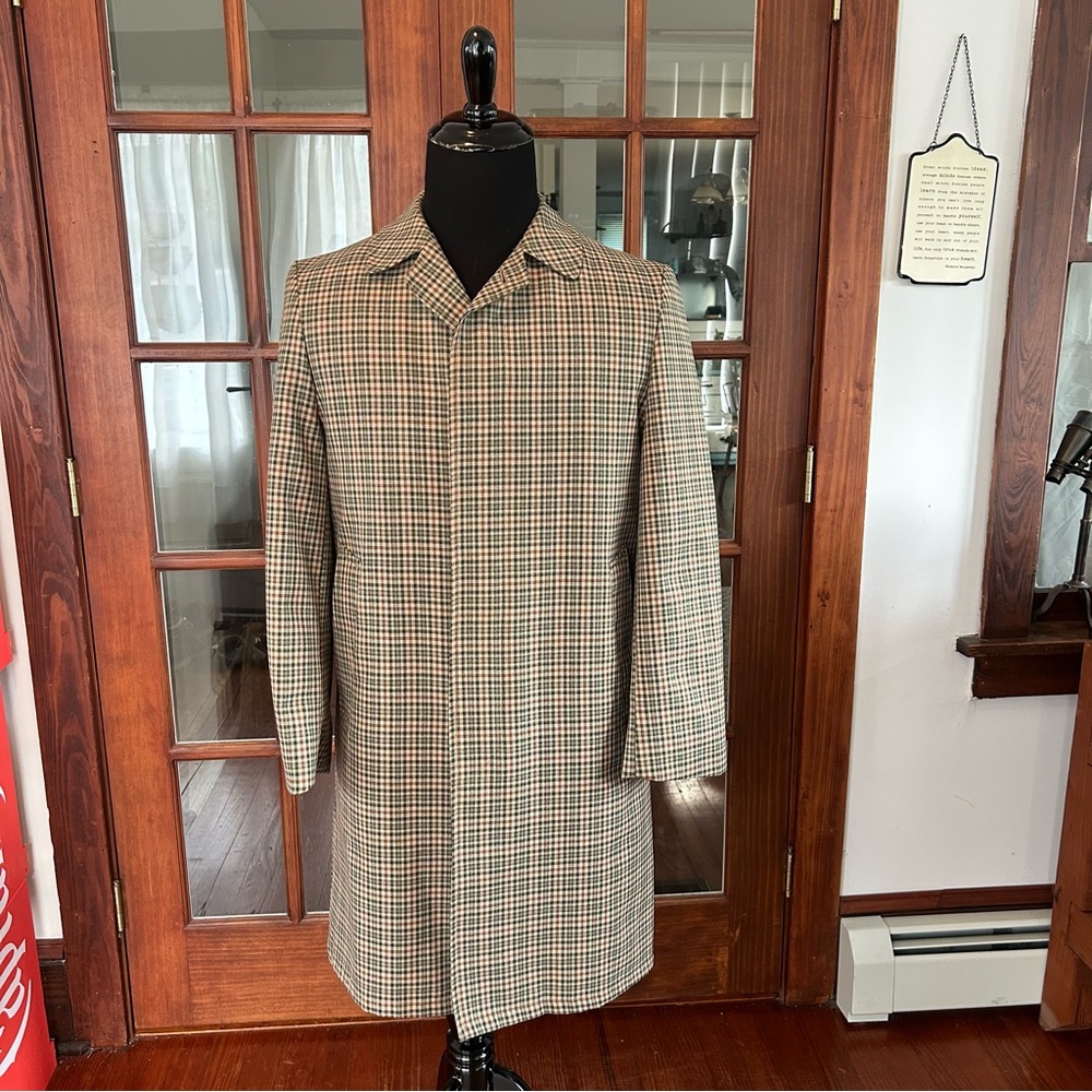 Vintage RAINFAIR Rain Topcoats Sz 36S Men Plaid Raincoat Khaki Removable Liner